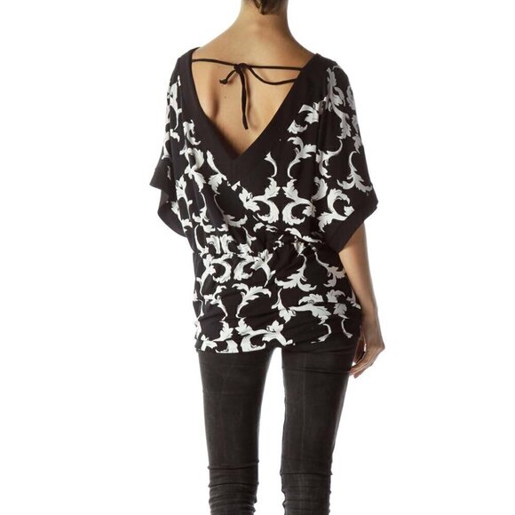 White House Black Market Black White Toile Print Blouse - Picture 2 of 3